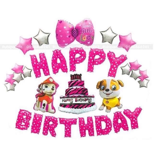Bong bóng chữ Happy birthday trang trí sinh nhật năm chó
